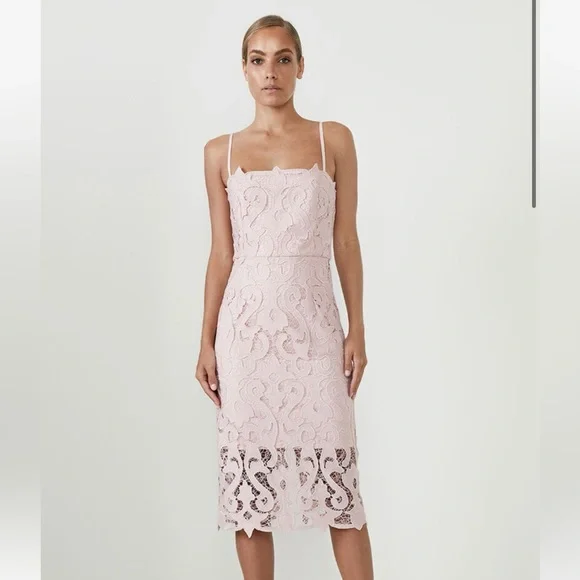 bardot pink lace dress Bardot lace high neck blouson button detailing peplum mini dress in pink